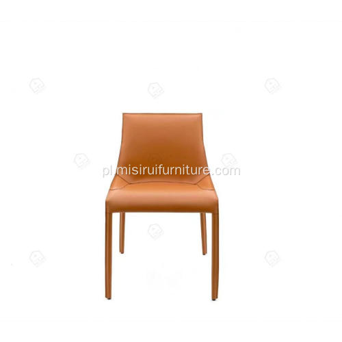 Włoskie minimalistyczne pomarańczowe skórzane krzesła Seattle
